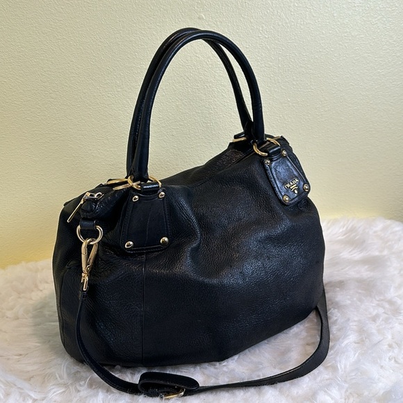 💯Authentic Prada Soft Black Leather Handbag🍀 - Picture 15 of 16